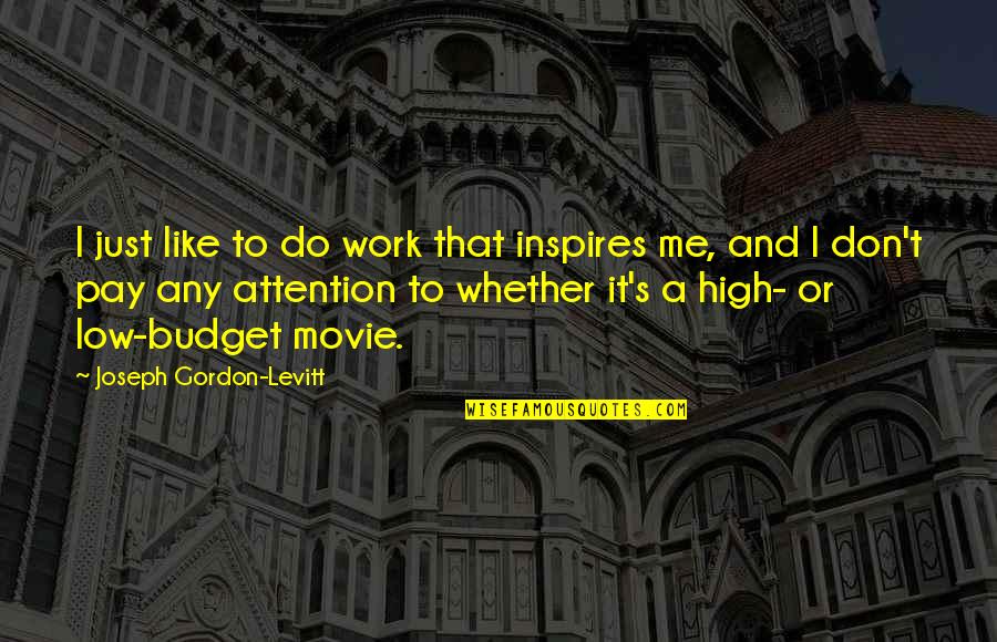 You Pay Me No Attention Quotes By Joseph Gordon-Levitt: I just like to do work that inspires