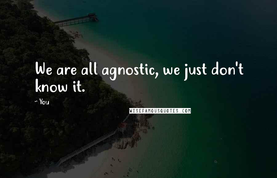 You quotes: We are all agnostic, we just don't know it.