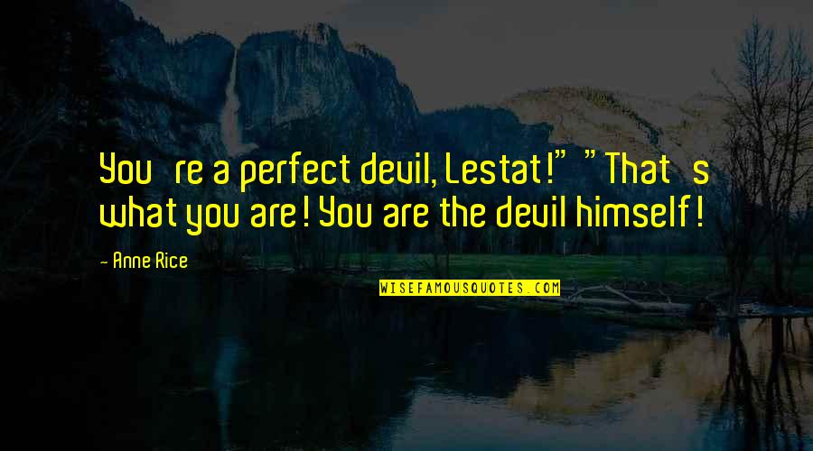 You Re Perfect Quotes By Anne Rice: You're a perfect devil, Lestat!" "That's what you
