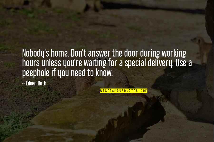 You Re Special Quotes By Eileen Roth: Nobody's home. Don't answer the door during working You Re Special Quotes By Eileen Roth: Nobody's home. Don't answer the door during working