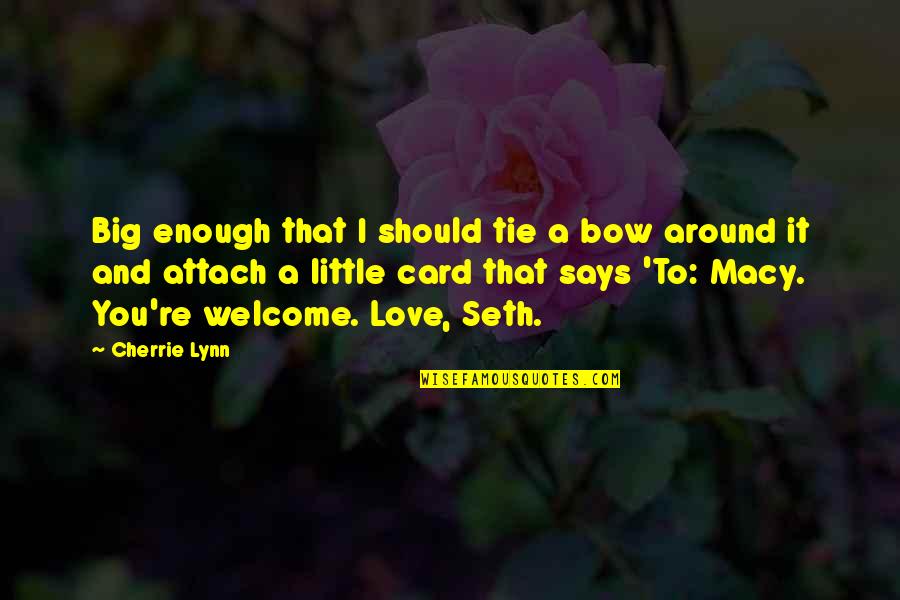 You Re Welcome Quotes By Cherrie Lynn: Big enough that I should tie a bow
