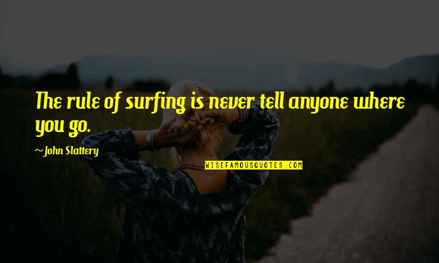 You Rule Quotes By John Slattery: The rule of surfing is never tell anyone