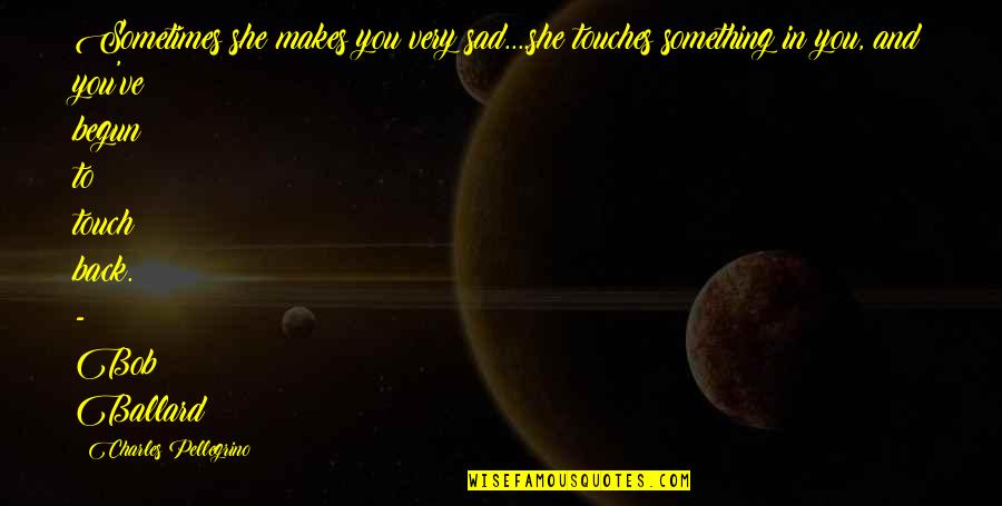 You Sad Quotes By Charles Pellegrino: Sometimes she makes you very sad....she touches something You Sad Quotes By Charles Pellegrino: Sometimes she makes you very sad....she touches something