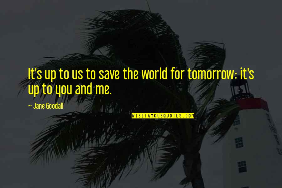 You Save Me Quotes By Jane Goodall: It's up to us to save the world