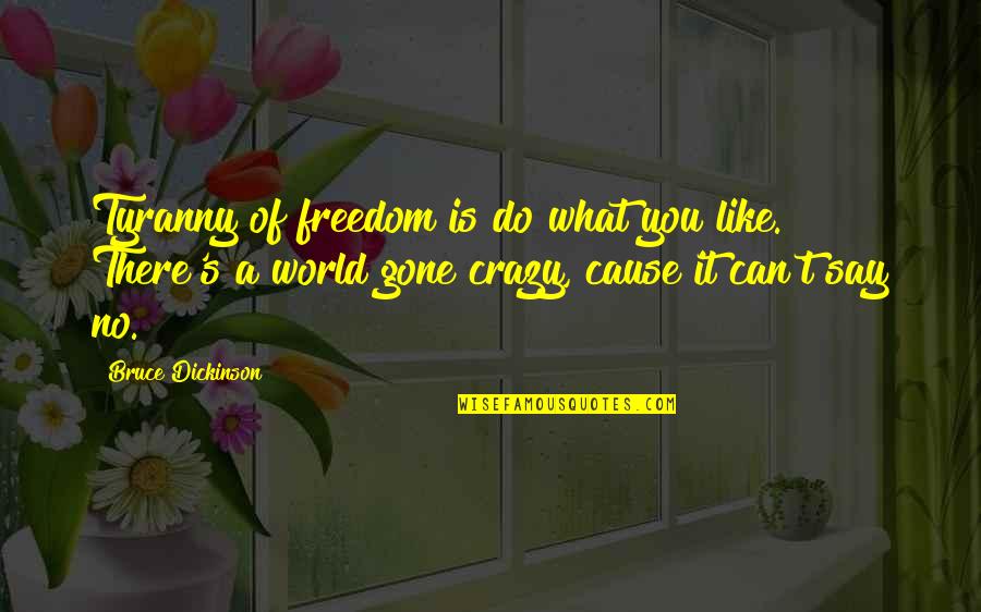 You Say I'm Crazy Quotes By Bruce Dickinson: Tyranny of freedom is do what you like.