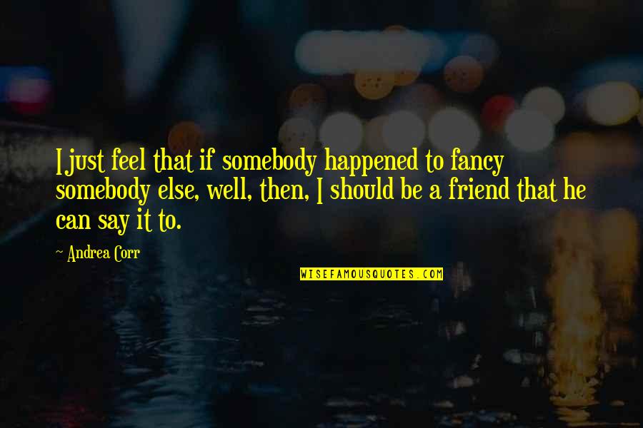 You Say You're A Friend Quotes By Andrea Corr: I just feel that if somebody happened to