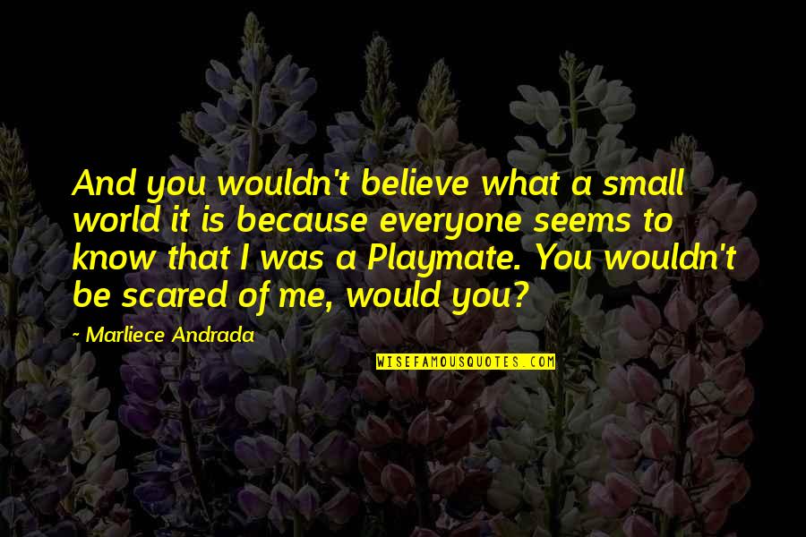 You Scared Me Quotes By Marliece Andrada: And you wouldn't believe what a small world