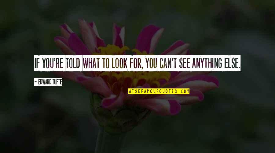 You See What You Look For Quotes By Edward Tufte: If you're told what to look for, you