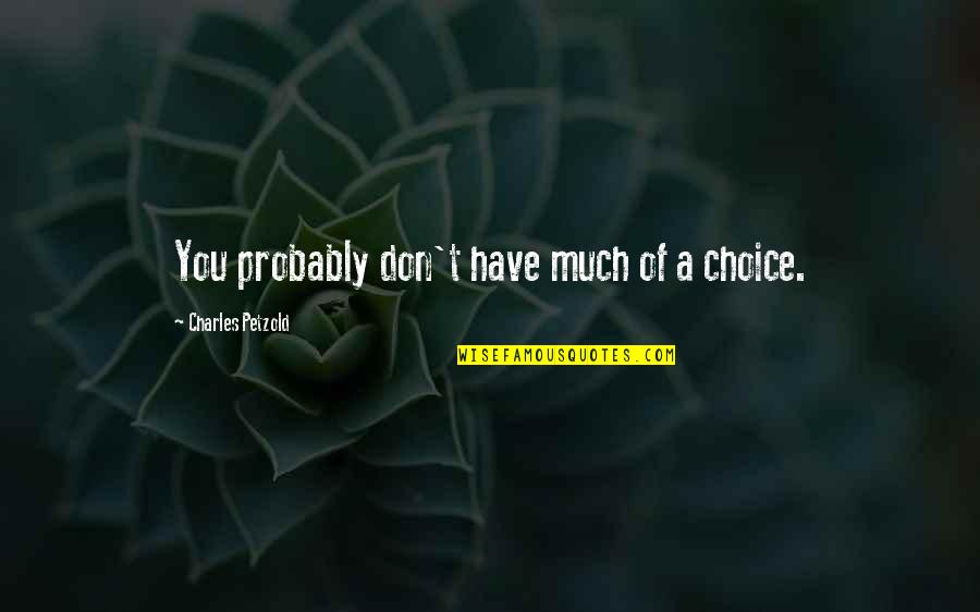 You Shall Overcome Quotes By Charles Petzold: You probably don't have much of a choice. You Shall Overcome Quotes By Charles Petzold: You probably don't have much of a choice.