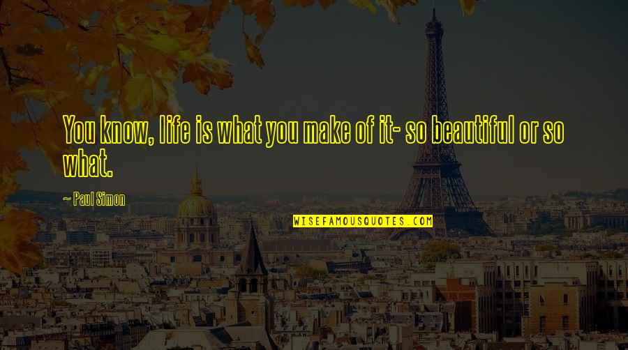 You So Beautiful Quotes By Paul Simon: You know, life is what you make of