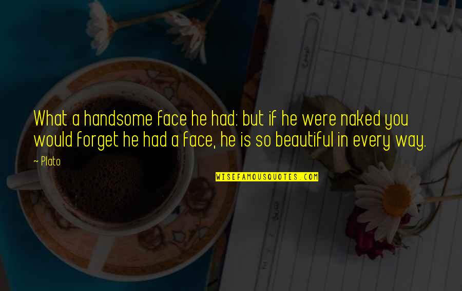 You So Beautiful Quotes By Plato: What a handsome face he had: but if
