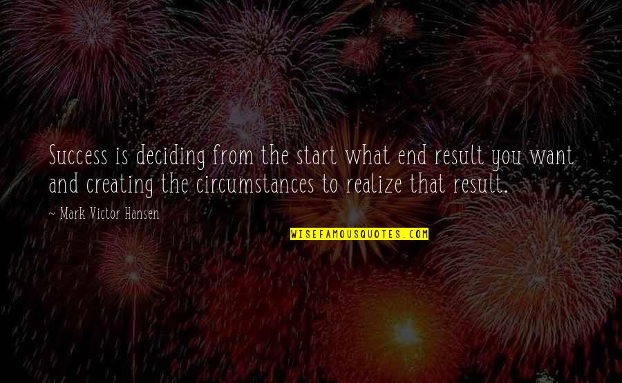 You Start To Realize Quotes By Mark Victor Hansen: Success is deciding from the start what end
