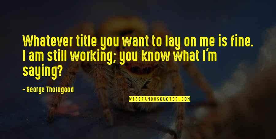 You Still Want Me Quotes By George Thorogood: Whatever title you want to lay on me