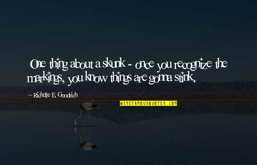You Stink Quotes By Richelle E. Goodrich: One thing about a skunk - once you You Stink Quotes By Richelle E. Goodrich: One thing about a skunk - once you
