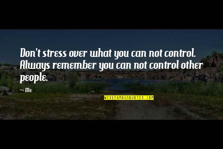 You Stress Me Out Quotes By Me: Don't stress over what you can not control.