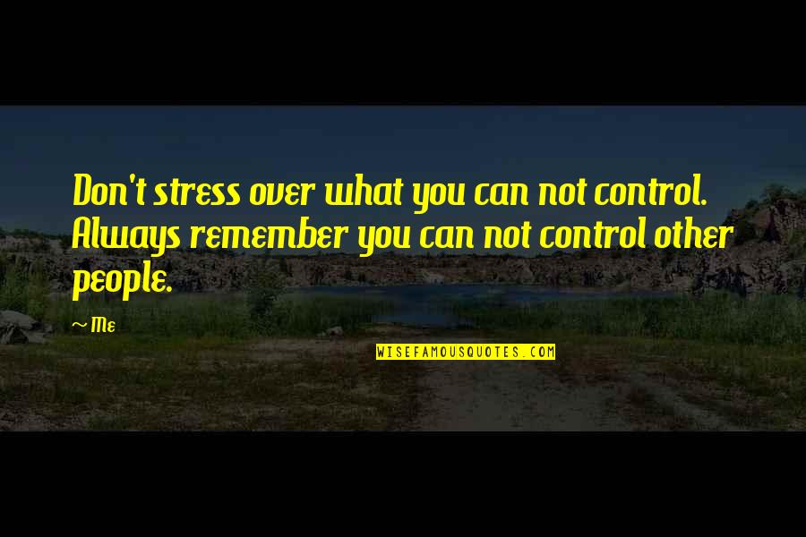 You Stress Me Quotes By Me: Don't stress over what you can not control.