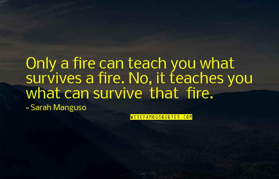 You Survive Quotes By Sarah Manguso: Only a fire can teach you what survives You Survive Quotes By Sarah Manguso: Only a fire can teach you what survives