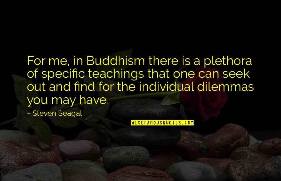 You The One For Me Quotes By Steven Seagal: For me, in Buddhism there is a plethora
