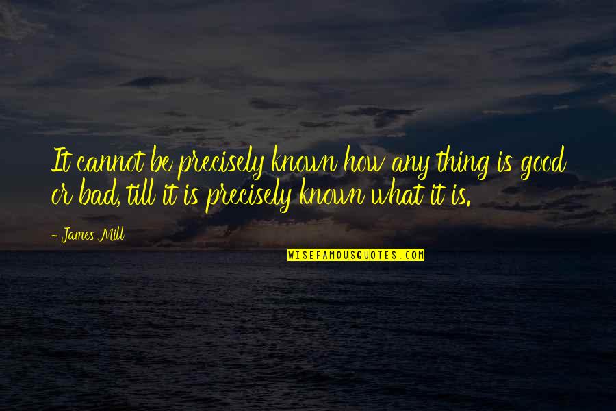 You Think You Know Someone Until Quotes By James Mill: It cannot be precisely known how any thing