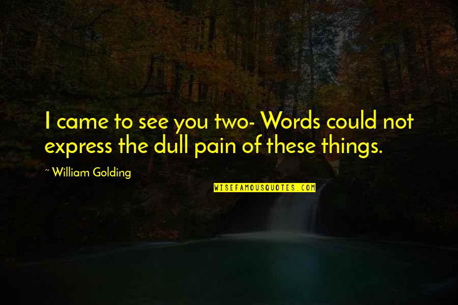 You Told Me You Loved Me Quotes By William Golding: I came to see you two- Words could