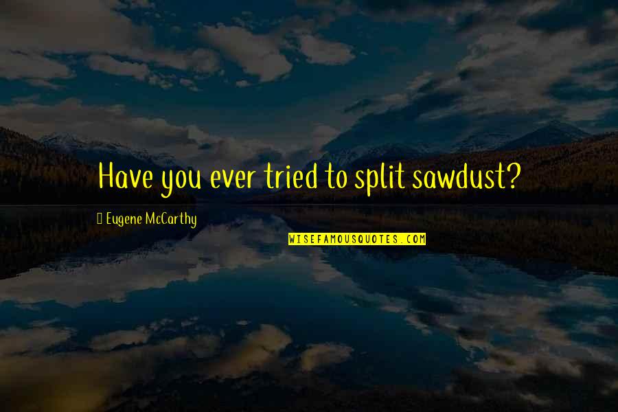 You Tried Quotes By Eugene McCarthy: Have you ever tried to split sawdust? You Tried Quotes By Eugene McCarthy: Have you ever tried to split sawdust?