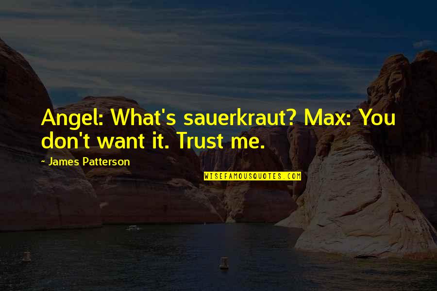 You Trust Me Quotes By James Patterson: Angel: What's sauerkraut? Max: You don't want it. You Trust Me Quotes By James Patterson: Angel: What's sauerkraut? Max: You don't want it.