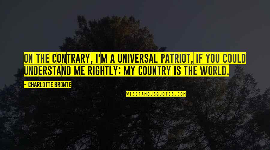 You Understand Me Quotes By Charlotte Bronte: On the contrary, I'm a universal patriot, if