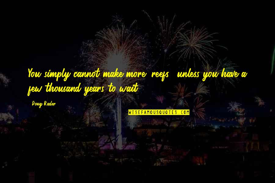 You Wait Quotes By Doug Rader: You simply cannot make more (reefs), unless you