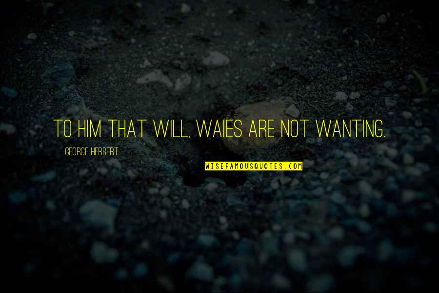 You Wanting Him Quotes By George Herbert: To him that will, waies are not wanting.