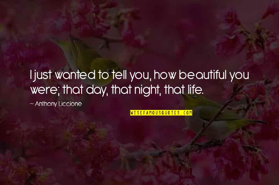 You Were Beautiful Quotes By Anthony Liccione: I just wanted to tell you, how beautiful