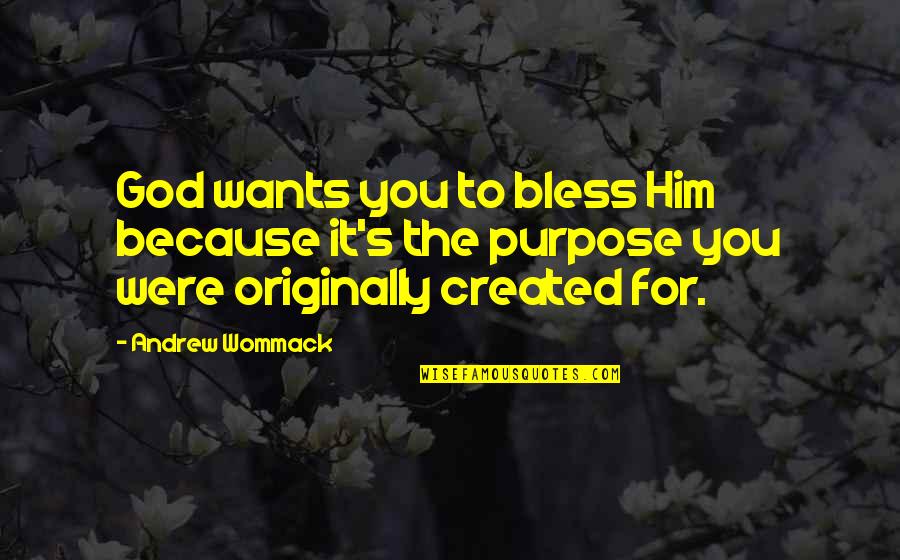 You Were Created For A Purpose Quotes By Andrew Wommack: God wants you to bless Him because it's