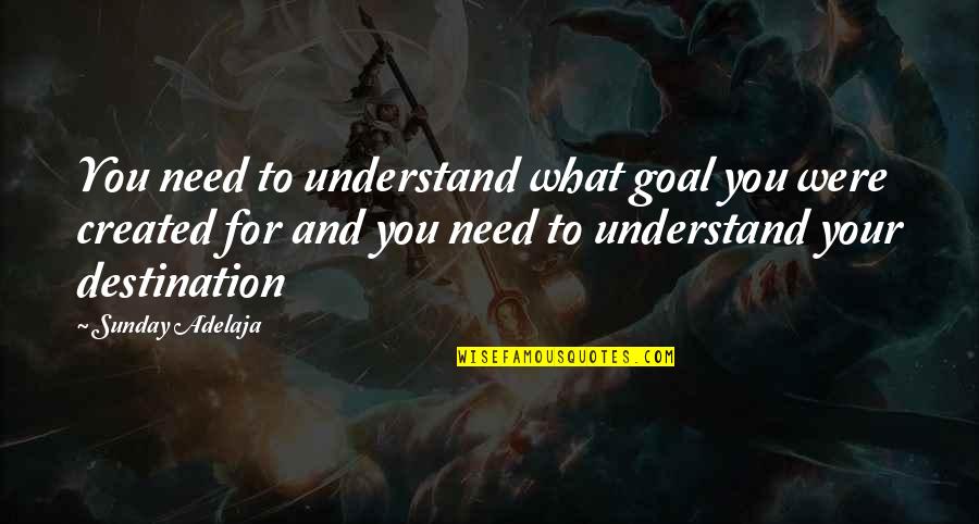 You Were Created Quotes By Sunday Adelaja: You need to understand what goal you were You Were Created Quotes By Sunday Adelaja: You need to understand what goal you were