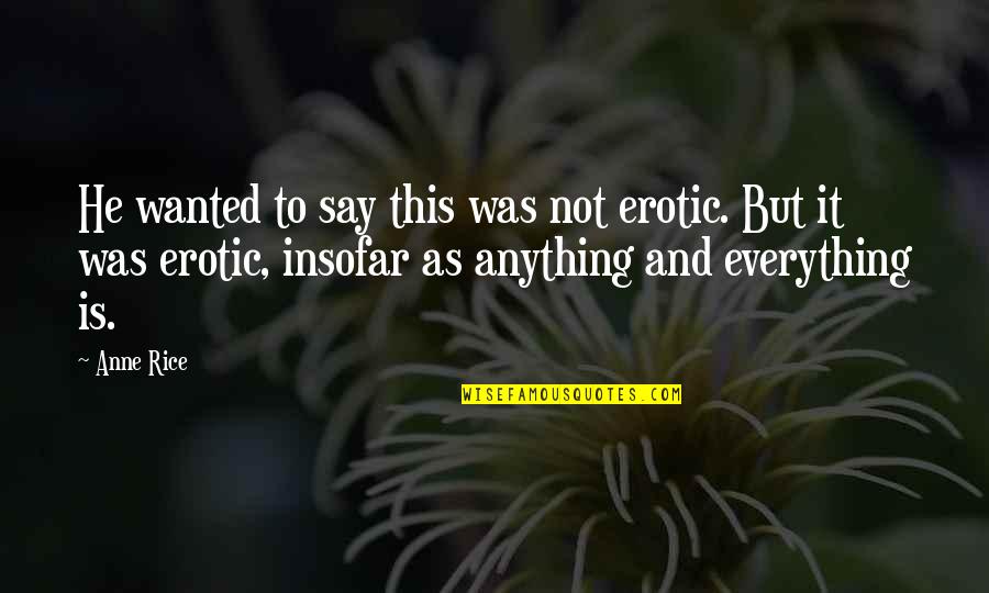 You Were Everything I Wanted Quotes By Anne Rice: He wanted to say this was not erotic.