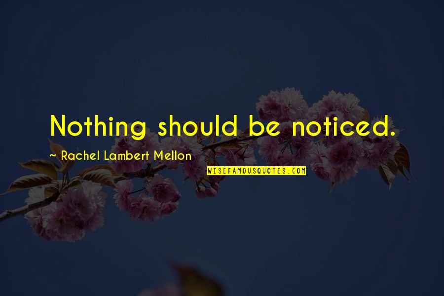 You Were Right Here All Along Quotes By Rachel Lambert Mellon: Nothing should be noticed.