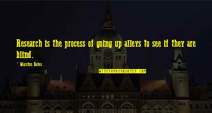 You Were Too Blind To See Quotes By Marston Bates: Research is the process of going up alleys