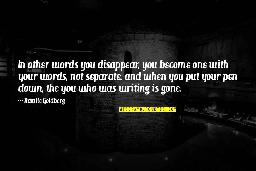 You Weren't Worth It Quotes By Natalie Goldberg: In other words you disappear, you become one