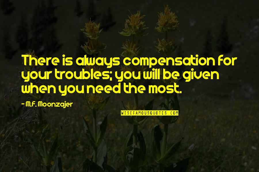 You Will Always Be There Quotes By M.F. Moonzajer: There is always compensation for your troubles; you