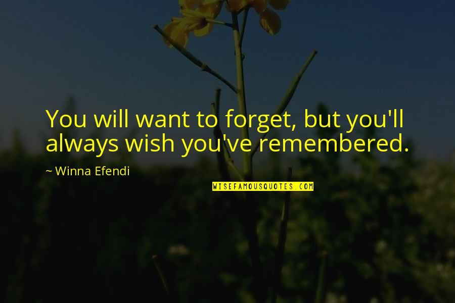 You Will Always Remembered Quotes By Winna Efendi: You will want to forget, but you'll always