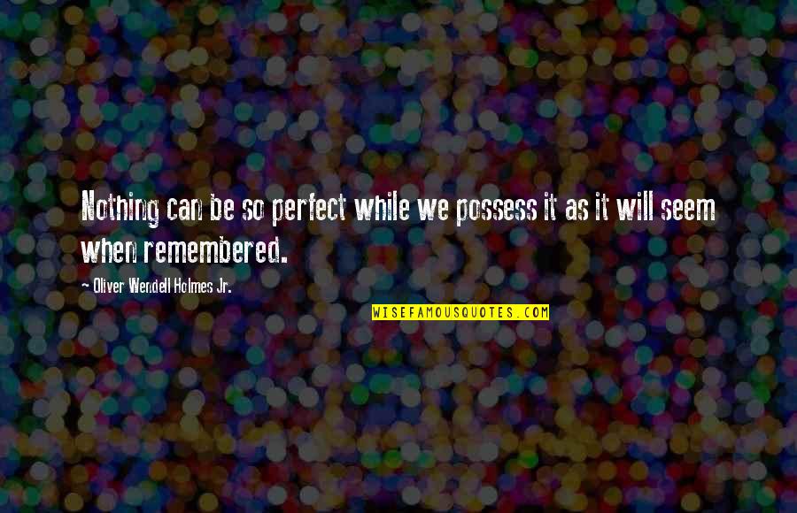 You Will Be Remembered Quotes By Oliver Wendell Holmes Jr.: Nothing can be so perfect while we possess
