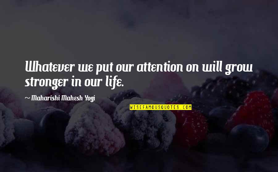 You Will Be Stronger Quotes By Maharishi Mahesh Yogi: Whatever we put our attention on will grow You Will Be Stronger Quotes By Maharishi Mahesh Yogi: Whatever we put our attention on will grow
