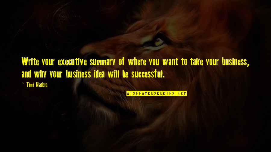 You Will Be Successful Quotes By Timi Nadela: Write your executive summary of where you want