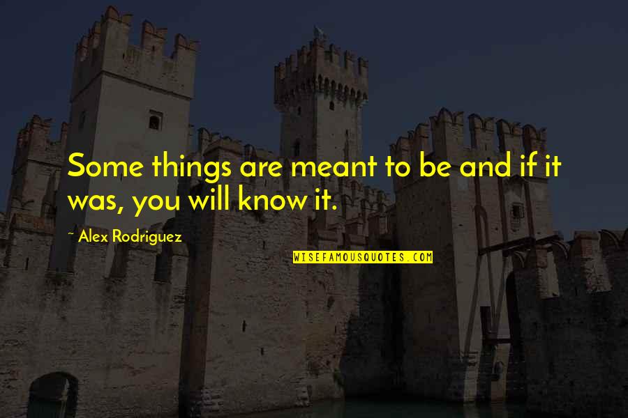 You Will Know Quotes By Alex Rodriguez: Some things are meant to be and if