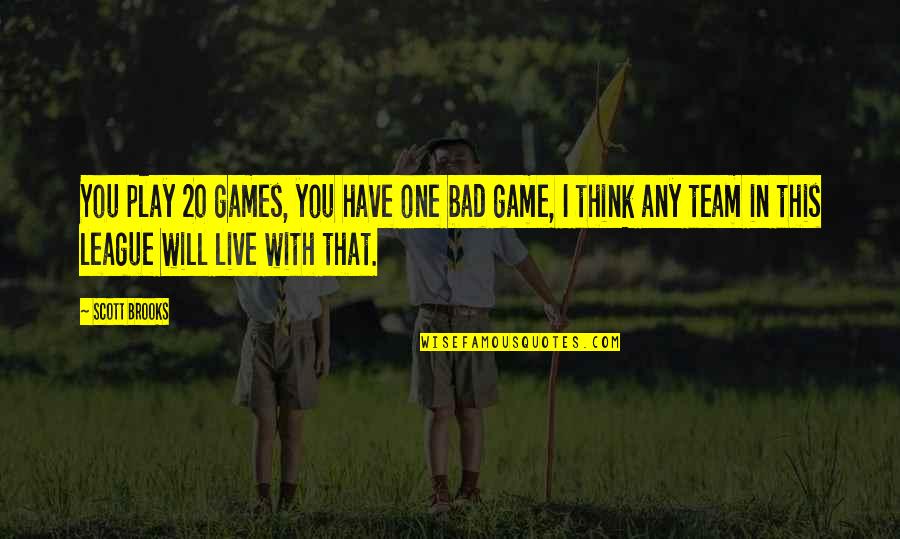 You Will Live Quotes By Scott Brooks: You play 20 games, you have one bad You Will Live Quotes By Scott Brooks: You play 20 games, you have one bad