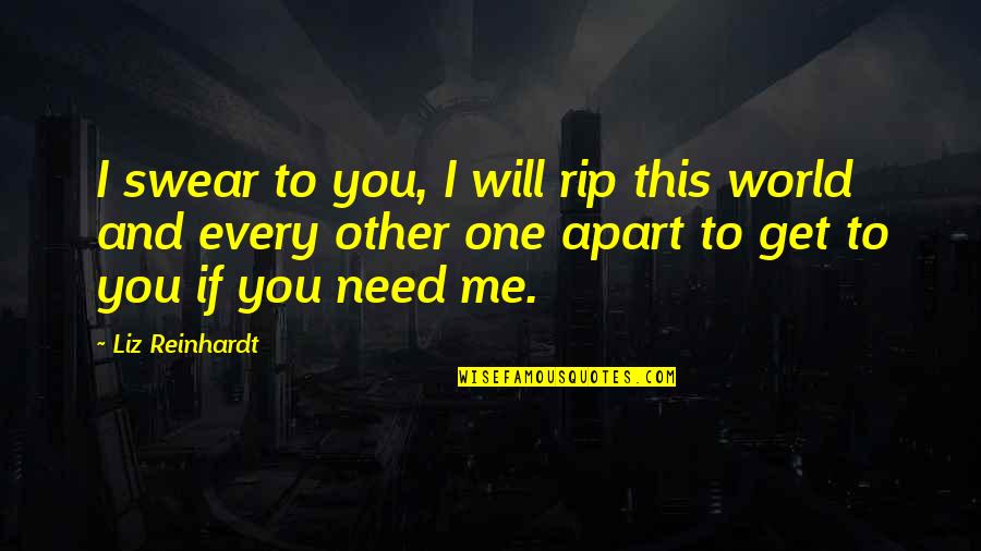 You Will Need Me Quotes By Liz Reinhardt: I swear to you, I will rip this