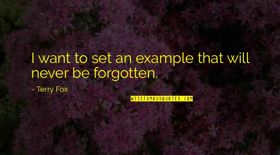 You Will Never Forgotten Quotes By Terry Fox: I want to set an example that will