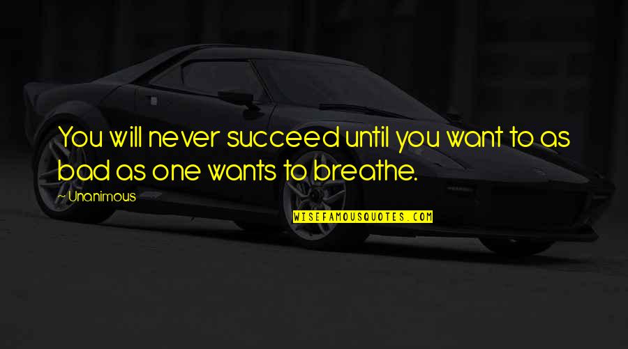 You Will Never Succeed Quotes By Unanimous: You will never succeed until you want to