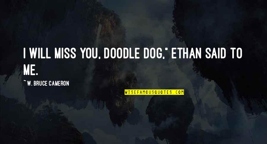 You Will Not Miss Me Quotes By W. Bruce Cameron: I will miss you, doodle dog," Ethan said
