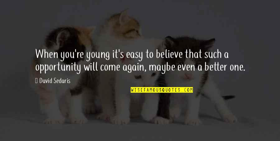 You Will When You Believe Quotes By David Sedaris: When you're young it's easy to believe that