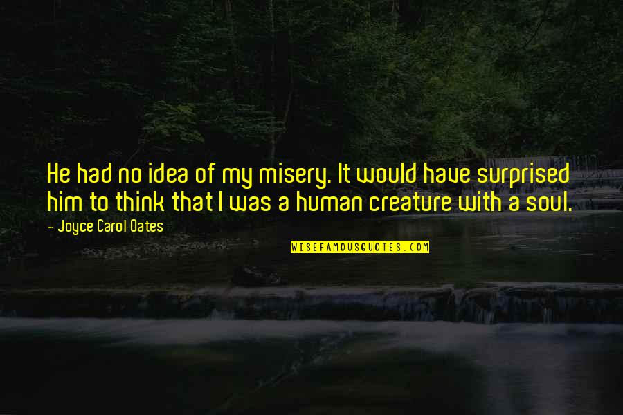 You Would Be Surprised Quotes By Joyce Carol Oates: He had no idea of my misery. It