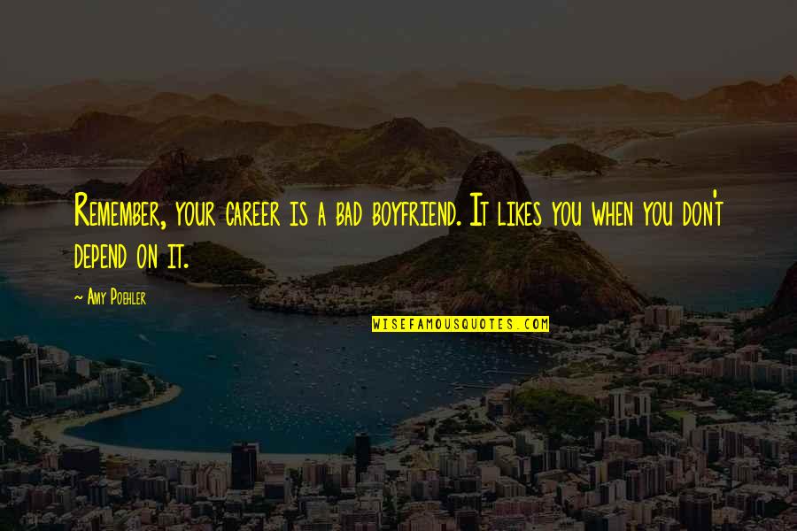 You & Your Boyfriend Quotes By Amy Poehler: Remember, your career is a bad boyfriend. It